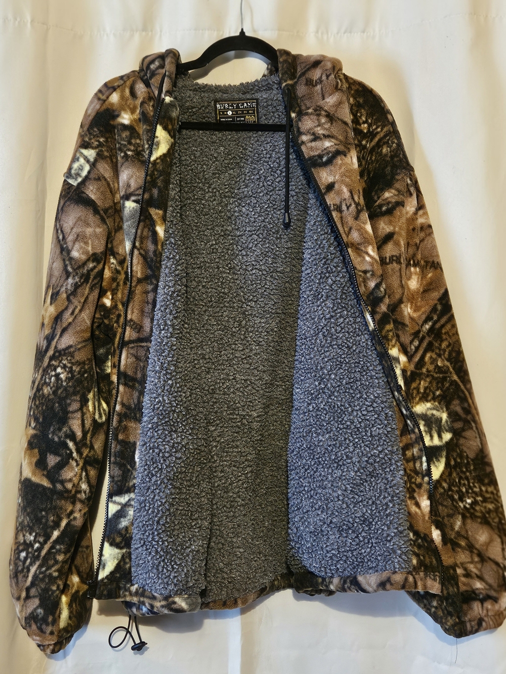 Sherpa-Lined Camo Hooded Jacket - Brown Camo